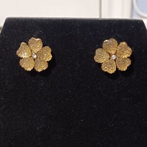 Vintage Gold-Toned Flower Stud Earrings